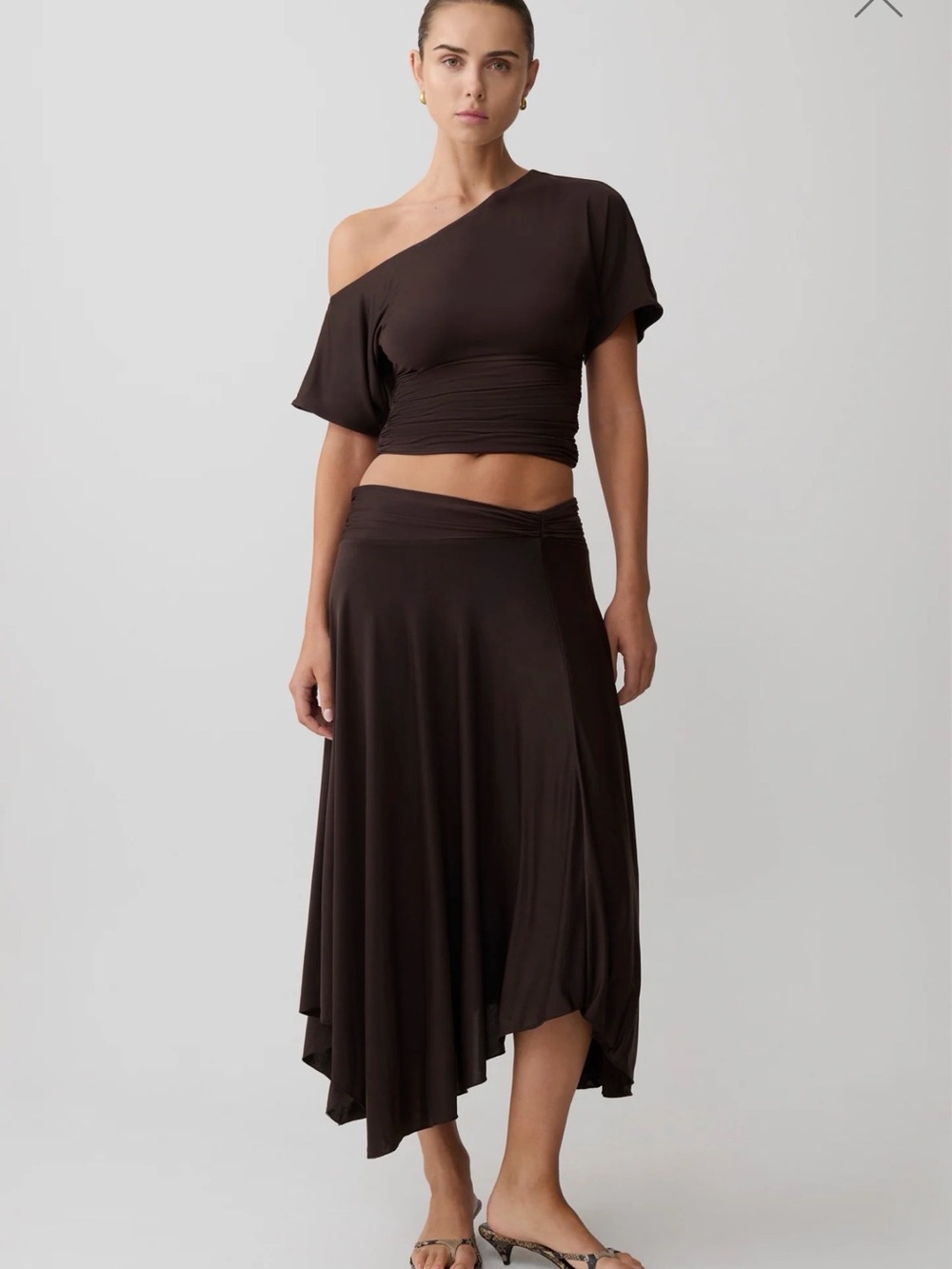 Meshki Luu Slinky top and Skirt - Dark Chocolate